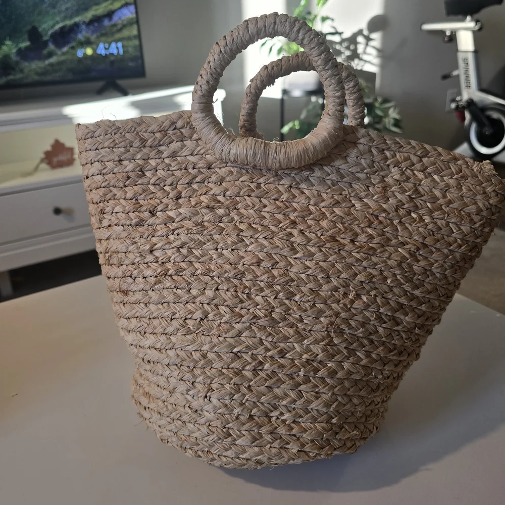Woven Straw Tote Bag in Natural Tan - Women Bags - Picture 1 of 5